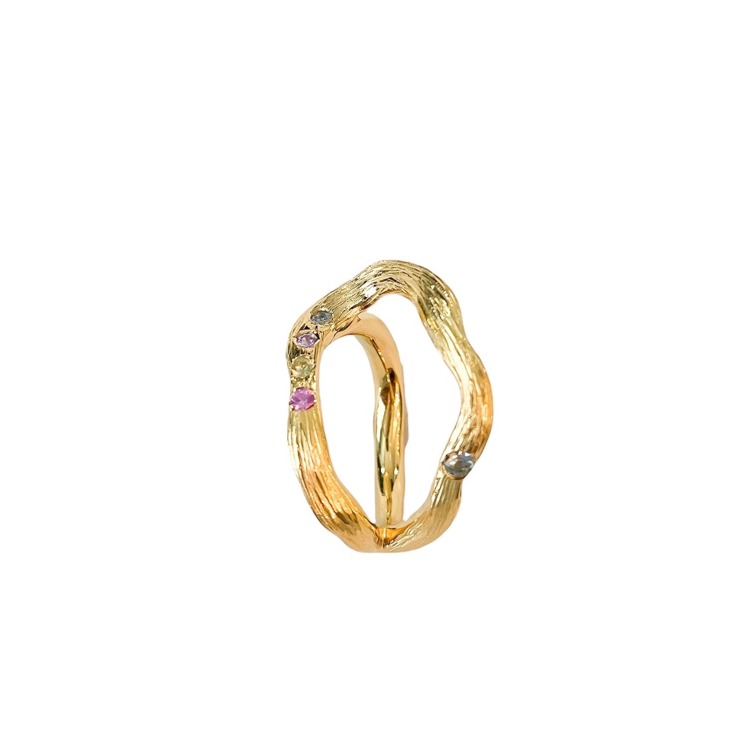 Simone Noa Oceania gold plated silver ring, top view.
