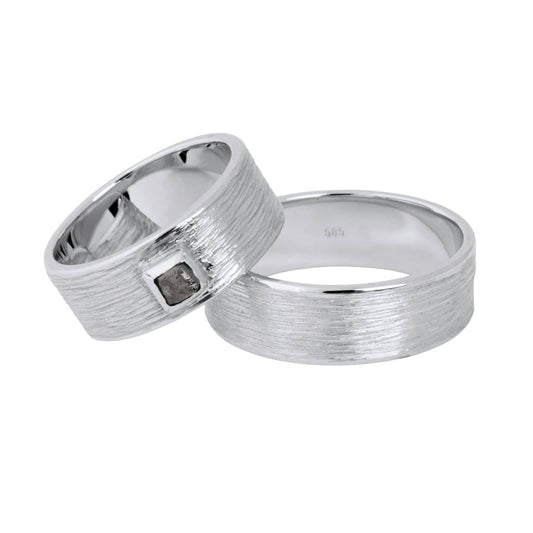 Structure Wedding 14 kt white gold ring, front view.