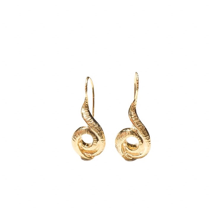 Surrea gold plated silver earrings, front view.