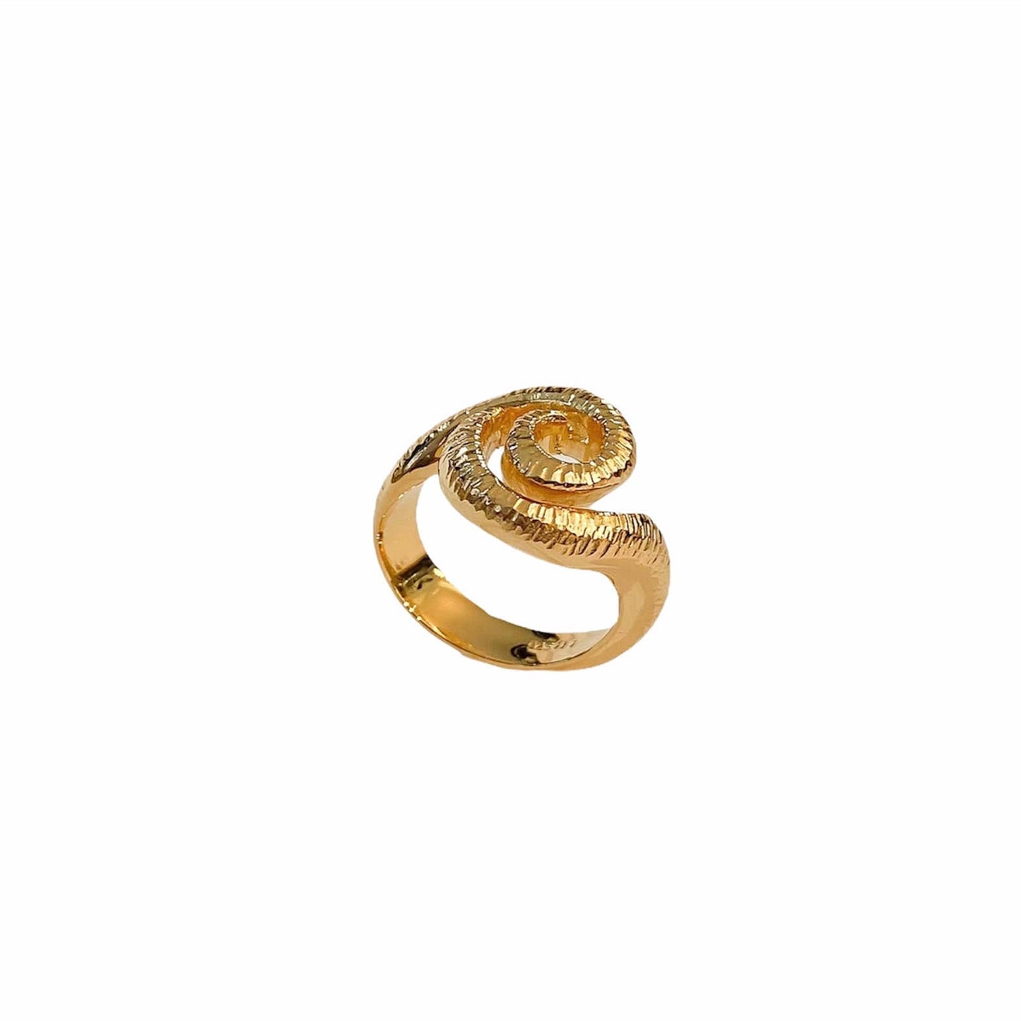 Surrea Raw gold plated silver ring, top view.