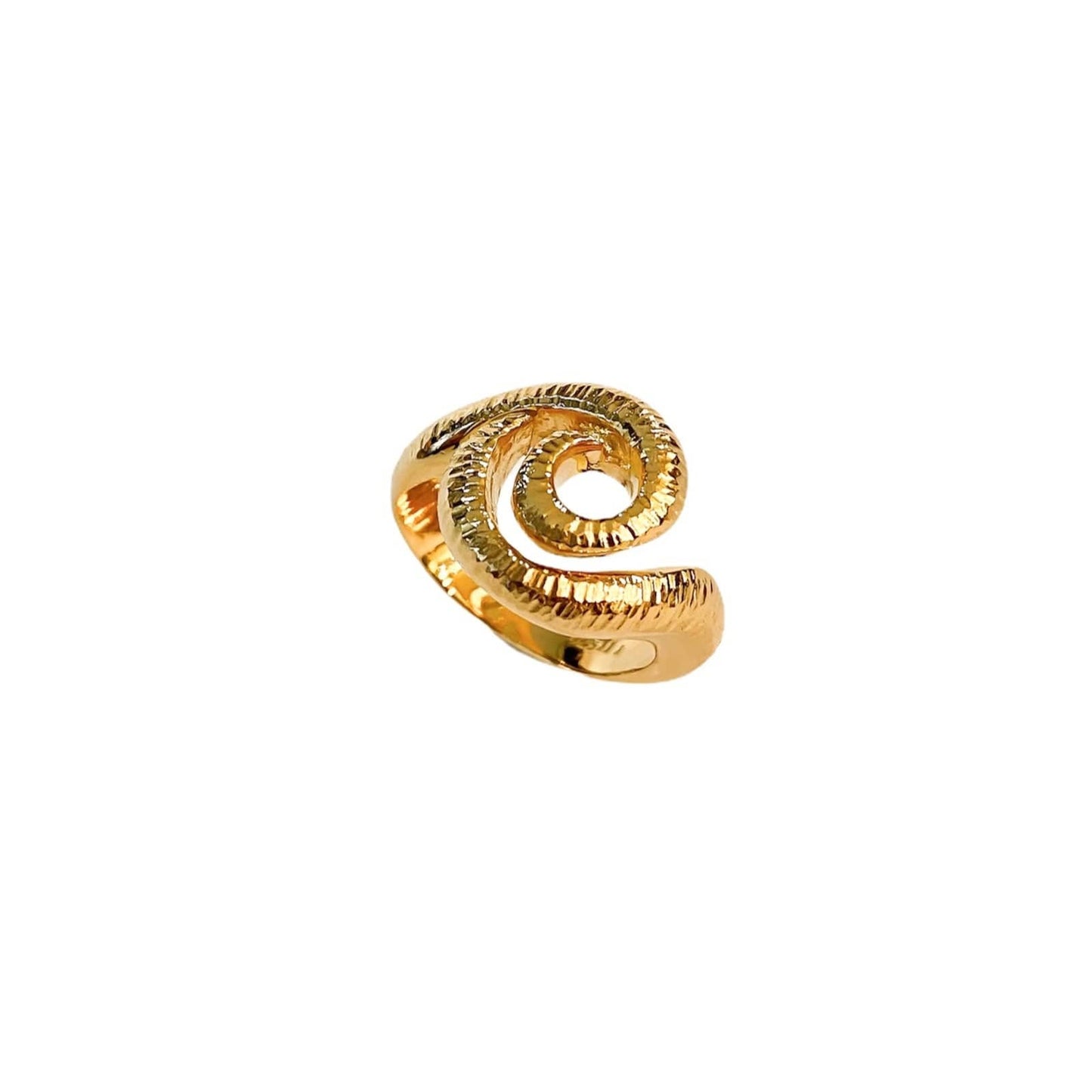 Surrea Raw gold plated silver ring, side view.