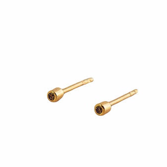 Tiny Tubes 14 kt gold diamond earrings.